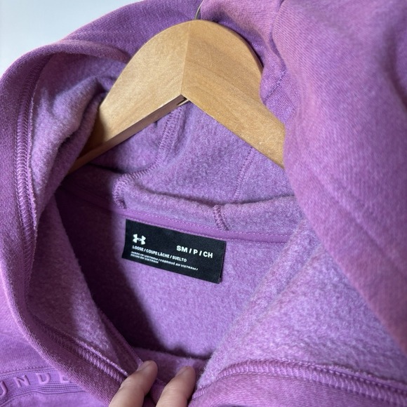 Under Armour Women's UA Taped Fleece Hoodie Size SMALL Polar Purple - Picture 13 of 13